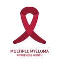 Multiple myeloma burgundy ribbon for awareness day Royalty Free Stock Photo