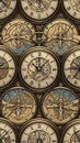 Multiple Old Clock Faces in Grid Pattern Royalty Free Stock Photo