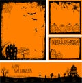 Multiple orange Halloween banners and backgrounds