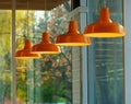 Multiple orange lamps interior background