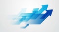 Multiple overlapping blue arrows pointing upwards against Royalty Free Stock Photo