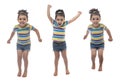 Multiple Poses of Happy Young Girl Jumping in The Air