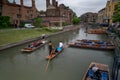 Punting on a river Cam in Cambridge