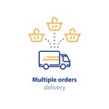 Multiple purchase in one package, shipping option services, basket icon