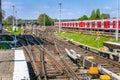 Multiple Railway Track Switches and Signals on a Sunny Spring Day Royalty Free Stock Photo