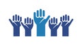 Multiple Raised Hands Simple Community Participation Icon, vector design Generative AI Royalty Free Stock Photo