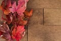 Multiple Red Maple Leafs on Maple Flooring