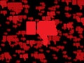 Multiple red thumbs down with bokeh effect. Concept of dislikes coming from Troll farm Royalty Free Stock Photo