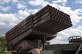 Multiple rocket launcher of a Russian truck BM-21 Grad Royalty Free Stock Photo
