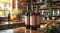 Multiple Rustic Wine Bottle Mockup Set with Blank Labels for Personalized Branding Royalty Free Stock Photo