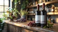 Multiple Rustic Wine Bottle Mockup Set with Blank Labels for Personalized Branding Royalty Free Stock Photo
