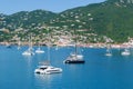 Multiple sailboats in the Caribbean at St. Thomas US Virgin Islands Royalty Free Stock Photo