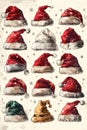 Multiple Santa hats piled on top of each other Royalty Free Stock Photo