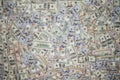 Multiple scattered American 100 dollar banknotes