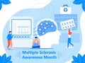 Multiple sclerosis awareness month event in March. Anatomical science of brain and senses diseases for website. Tiny