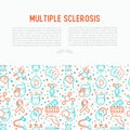 Multiple sclerosis concept with thin line icons Royalty Free Stock Photo