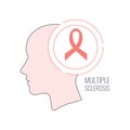 Multiple sclerosis ribbon outline style poster Royalty Free Stock Photo