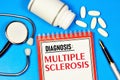 Multiple sclerosis-text inscription on a medical form. Chronic autoimmune disease. Royalty Free Stock Photo