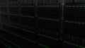 Multiple server racks. Cloud storage technology or modern data center concepts. 3D rendering