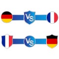 Multiple shape France VS Germany scoreboard with blue color lower thirds template for sports like soccer and football. Vector Royalty Free Stock Photo