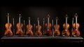 Various sizes of violins in standard musical form.AI Generated