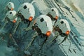 Multiple small nanobots in a futuristic sci-fi scene