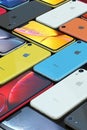 Mosaic of iPhone XR all colours, vertical