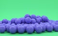 Multiple soccer balls in flat monochrome green scene, single color, 3d rendering Royalty Free Stock Photo