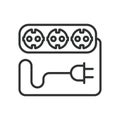 Multiple sockets, in line design. Multiple sockets, multiple, sockets, power, electrical on white background vector Royalty Free Stock Photo
