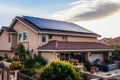 Multiple Solar Panels Installed On Residential Rooftop. Generative AI Royalty Free Stock Photo