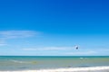 Multiple sports man flying on their kite boarding