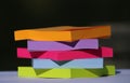 Multiple sticky notes blocks stacked in interlocking positions Royalty Free Stock Photo