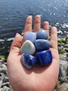 Multiple Stones Crystal Polished In Hand Gems Lake Stones Gems River Water Rocks Royalty Free Stock Photo