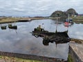 Multiple sunken boats in a wreck