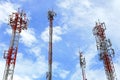 Multiple Telecommunication Towers with blue sky Royalty Free Stock Photo