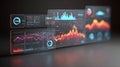Data visualization on futuristic transparent interface displays with graphs Royalty Free Stock Photo
