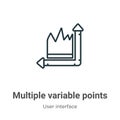 Multiple variable points line chart outline vector icon. Thin line black multiple variable points line chart icon, flat vector Royalty Free Stock Photo