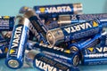 Multiple Varta AA batteries Royalty Free Stock Photo