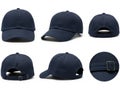Multiple views of a navy blue baseball cap isolated on white background Royalty Free Stock Photo
