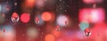 Multiple Water Drops Macro Reflection, Red Orange Bokeh Concept Royalty Free Stock Photo