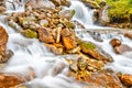 Multiple Waterfalls at Lake O`Hara in Canadian Rockies Royalty Free Stock Photo