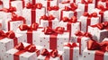Multiple White Boxes With Red Bows Royalty Free Stock Photo