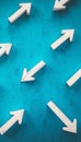 Multiple White 3D Arrows Pointing In Different Directions On A Textured Blue Background Royalty Free Stock Photo