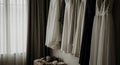 Wedding Dresses Hanging in a Row Royalty Free Stock Photo
