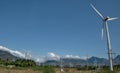 Panoramic View of Multiple wind mills in a field in India Royalty Free Stock Photo