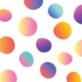 Multiple yellow, pink, green, pink and purple gradient spots on white background