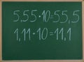 Multiplication of decimal numbers . Royalty Free Stock Photo