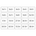 Multiplication and division table of 9. Maths card with an example, drawing. Multiplication Square, vector illustration Royalty Free Stock Photo