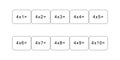 Multiplication and division table of 4. Maths card with an example, drawing. Multiplication Square, vector illustration