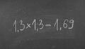 Multiplication of numbers with a decimal notation. Royalty Free Stock Photo